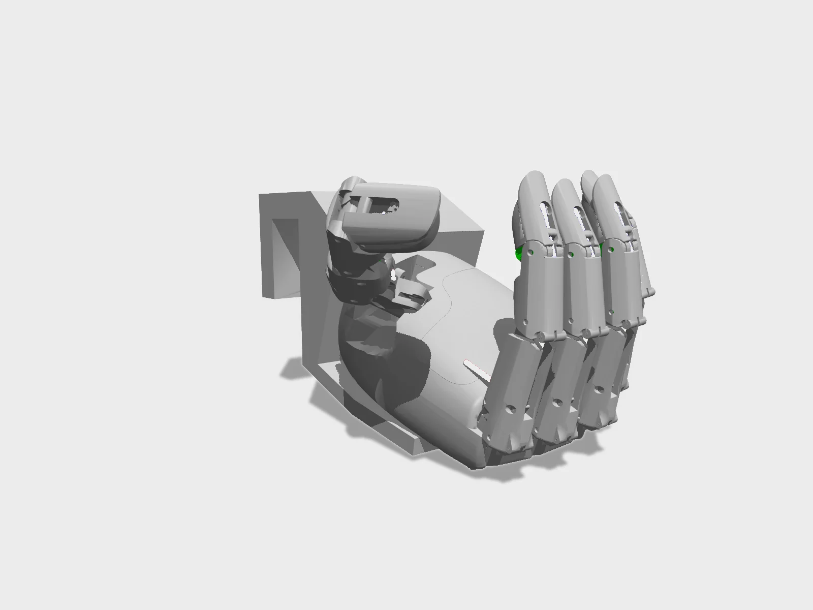 Aero Hand Open studio render, three-quarter front view