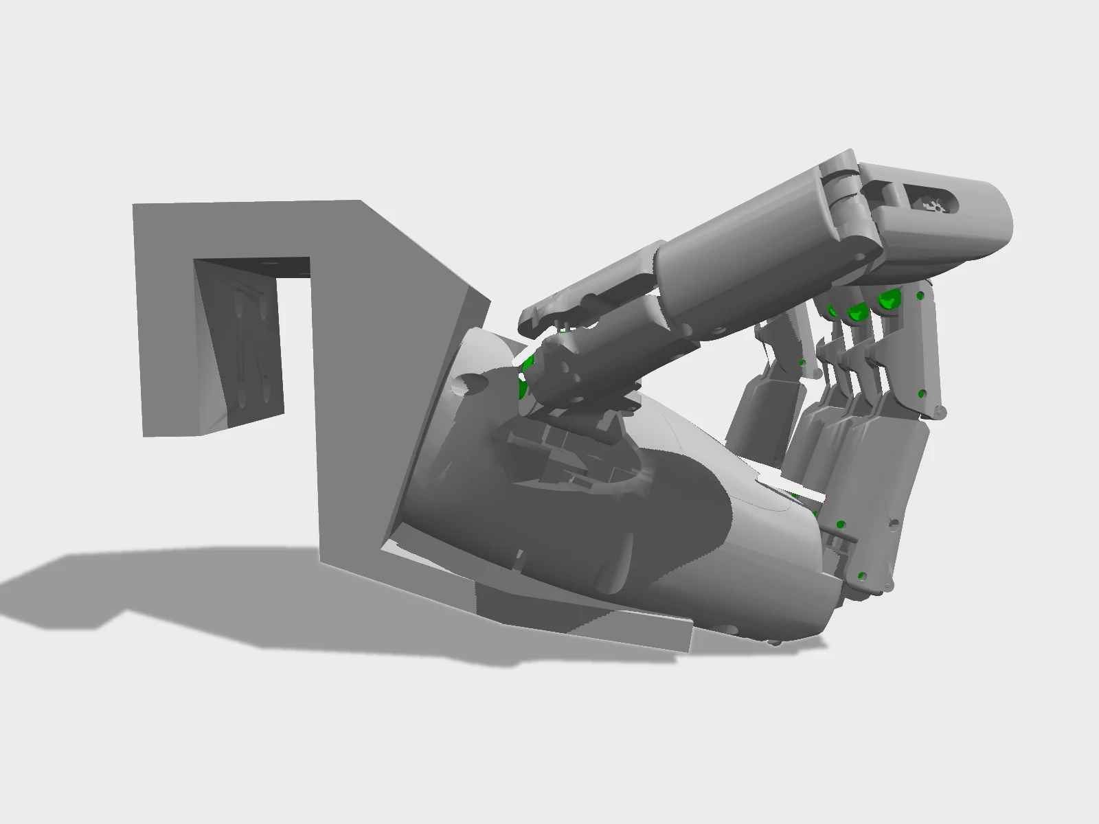 Aero Hand Open studio render, side view