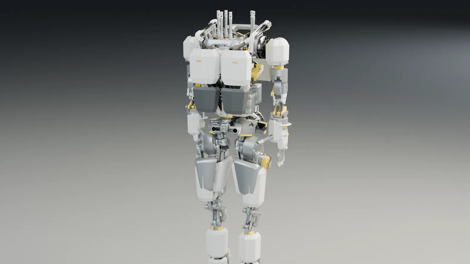 Studio render of Dropbear with its open printed frame, three-quarter view from below