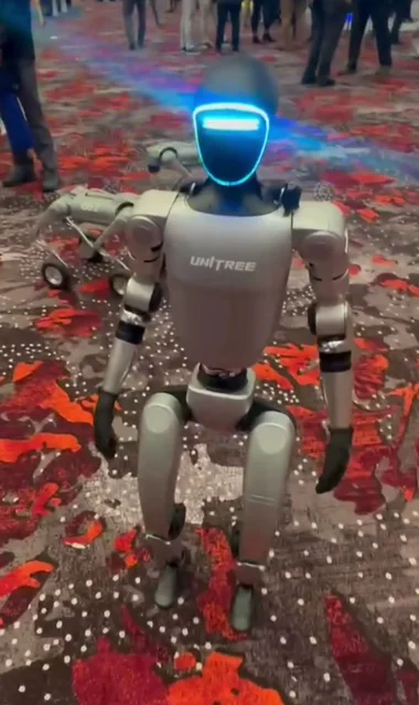 Unitree G1 humanoid walking at UAV Expo 2024