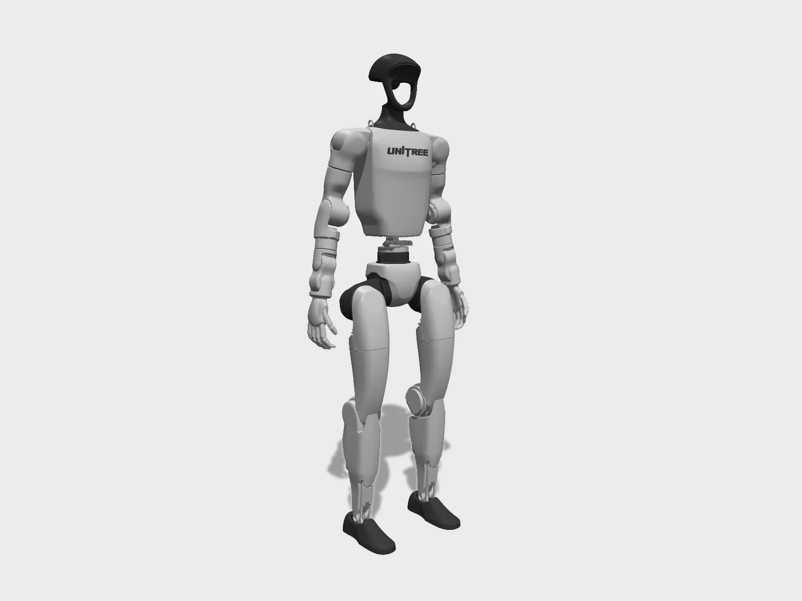 Unitree G1 studio render, three-quarter front view