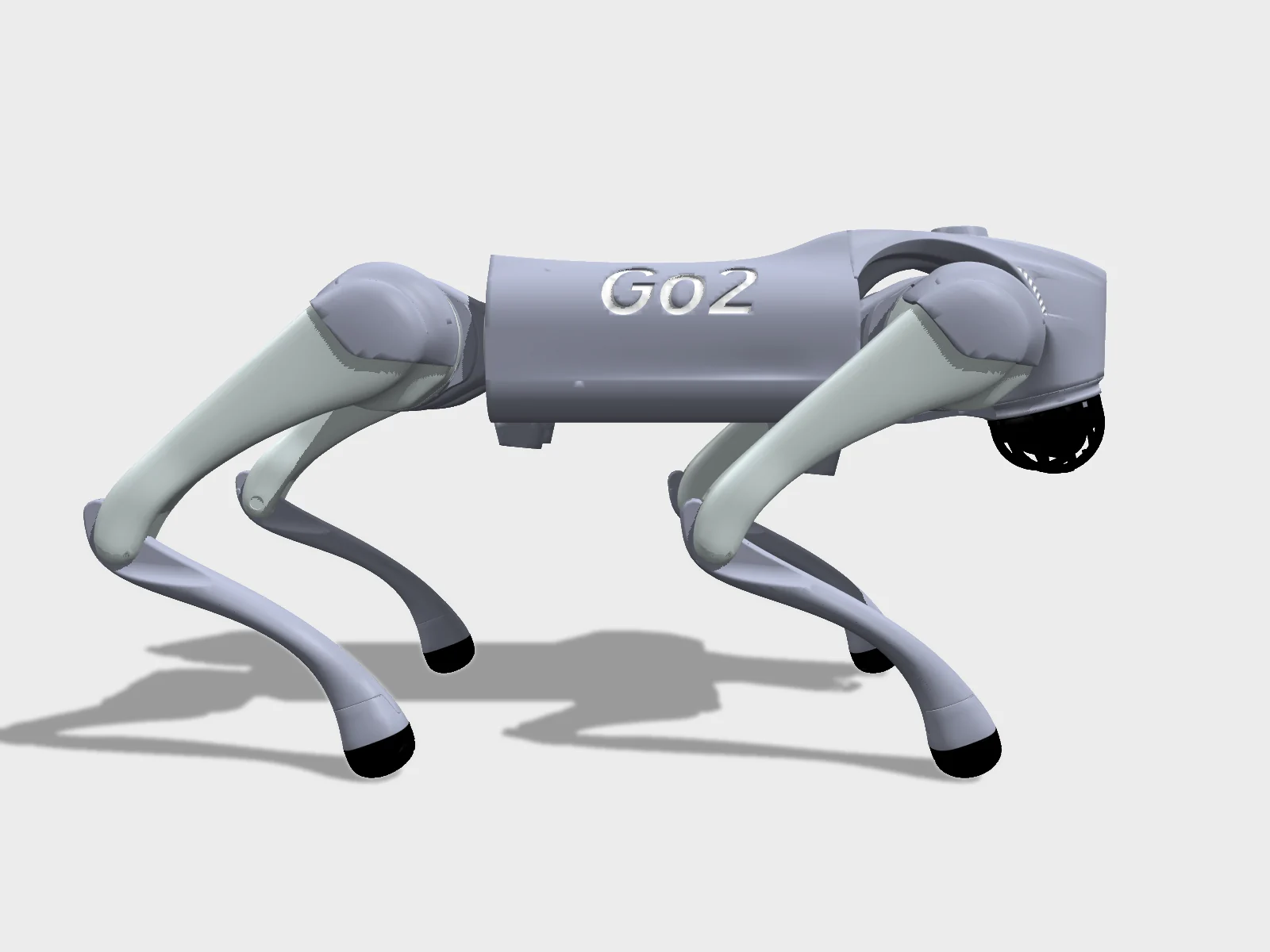 Unitree Go2 studio render, side view